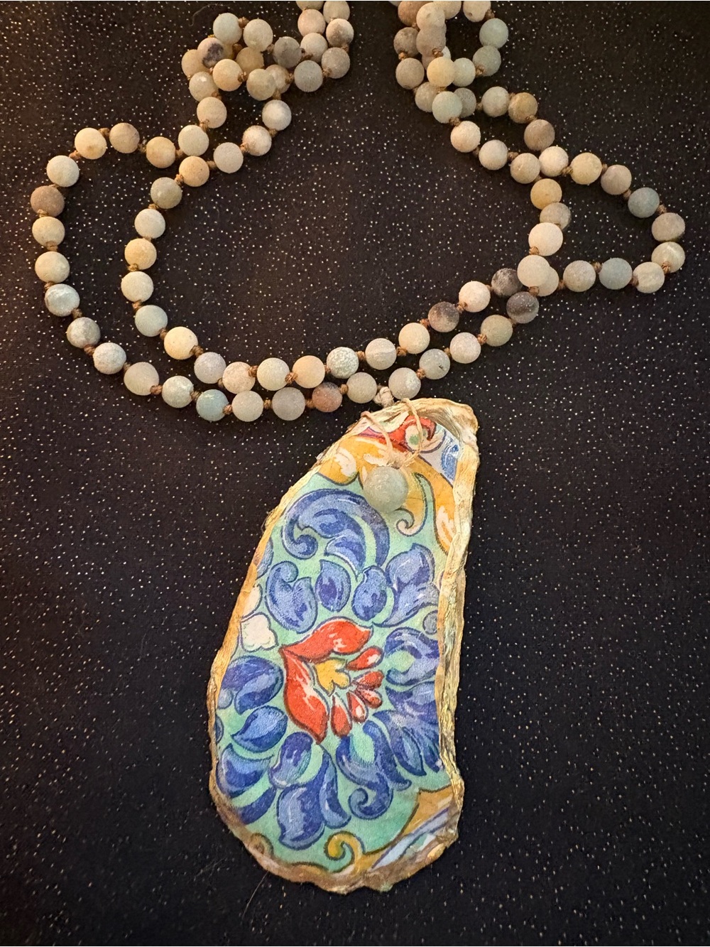 Handmade Floral- Shell Pendant Necklace